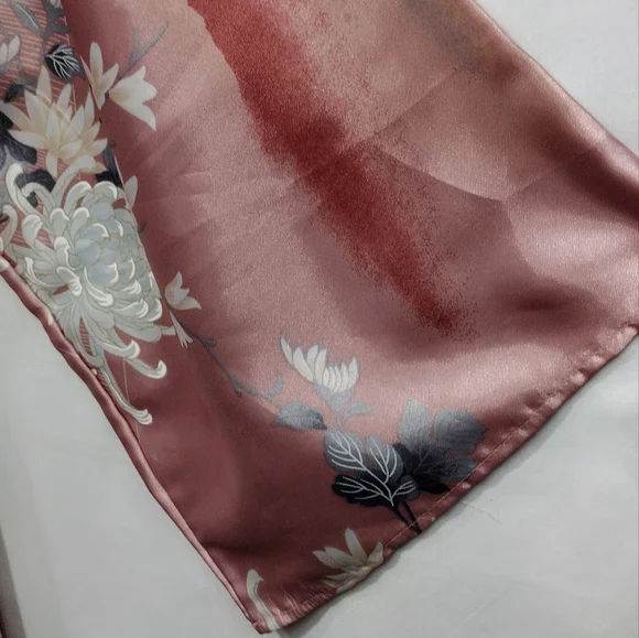 Floral Silky Floral Kimono Robe Womens XL Pink Made in Japan Retro 90s Y2K - Picture 4 of 8